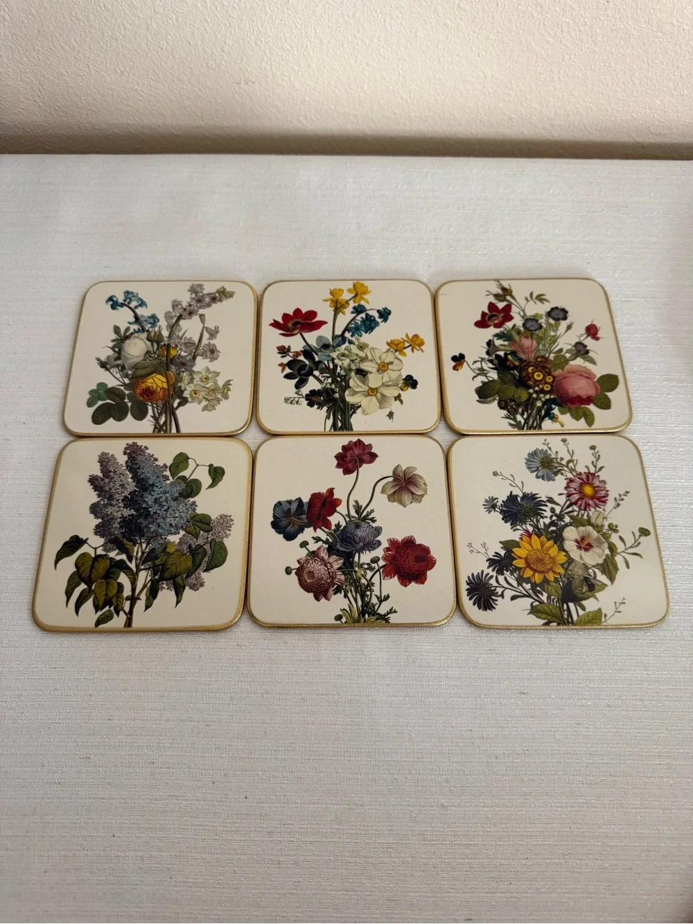 2 CLOVERLEAF Floral Traditional Laminated Coasters (6) each